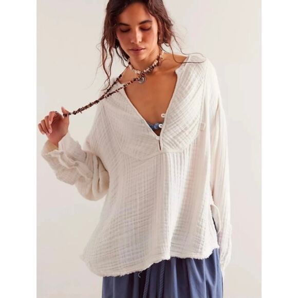 Free People We The Free Easy Sunday Pullover Shirt Tunic Top Oversized $128 - Picture 1 of 3